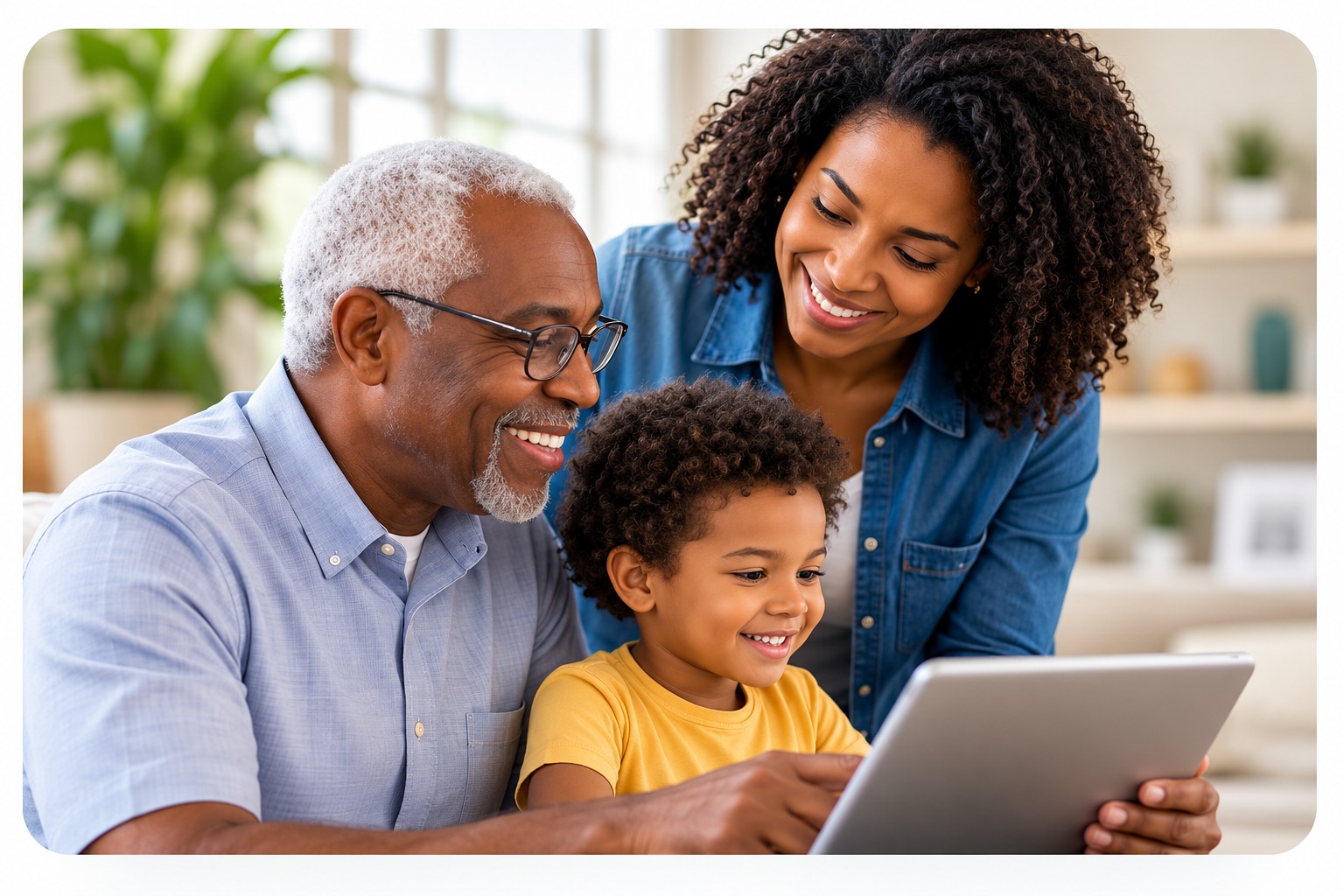 Family reviewing important information together